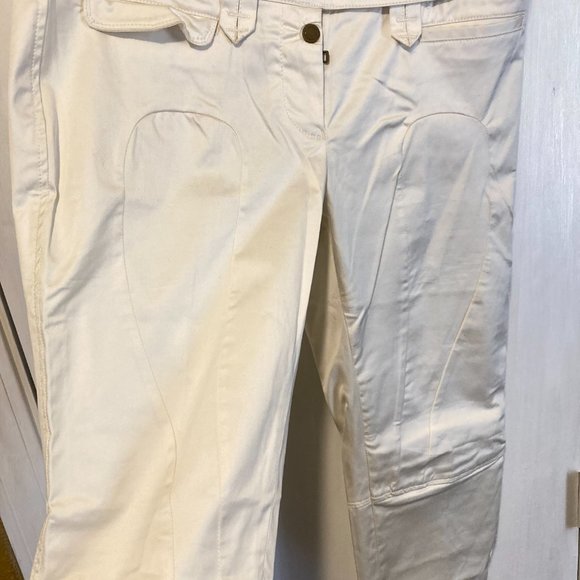 Coast Weber Ahaus women's size 44 IT off-white elastic waist satin pants 32x28 - Picture 4 of 10